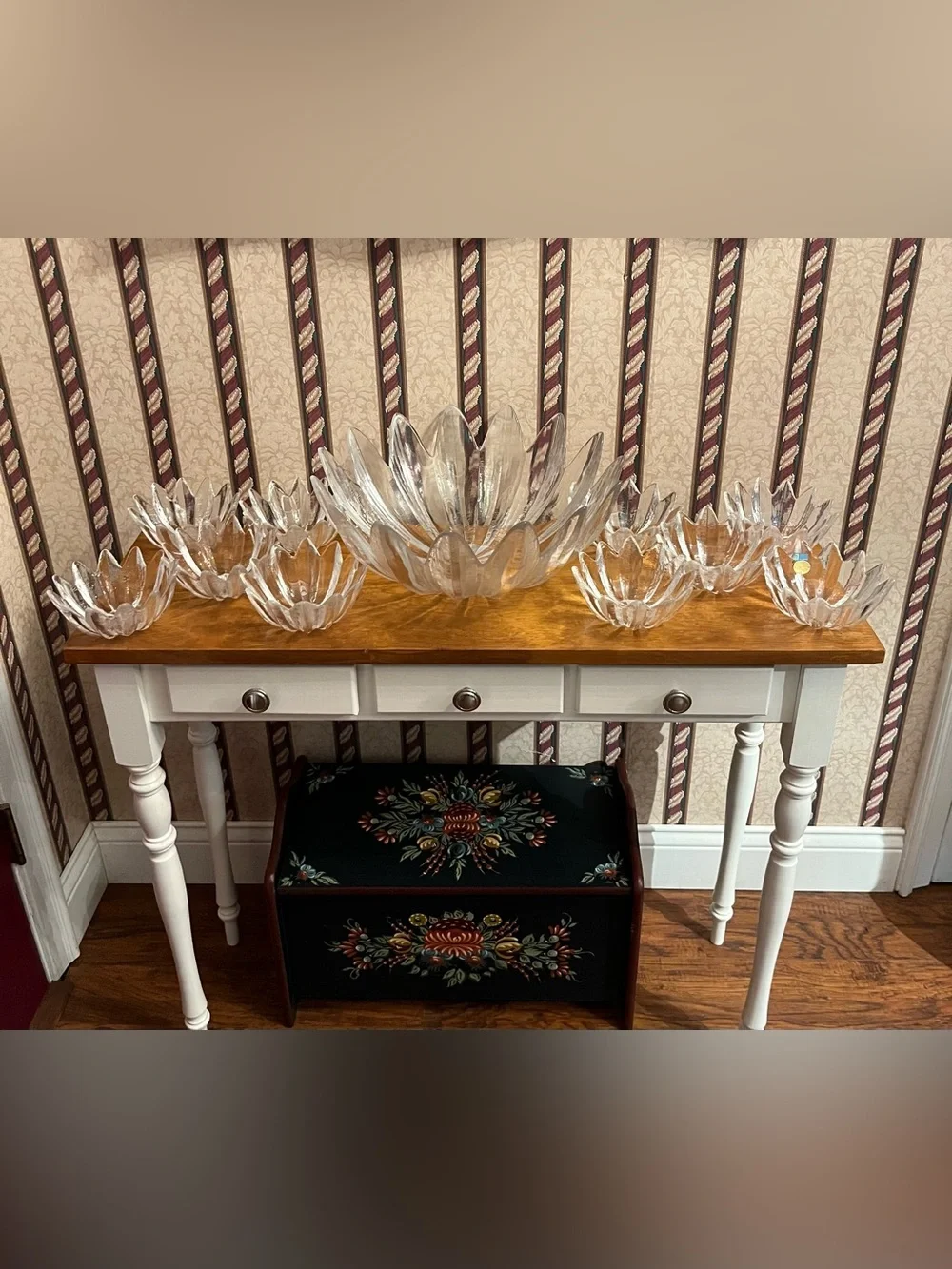Star Shaped Crystal Glass Desert Bowl Set by J C Riedel - Austria